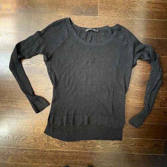 Rag & Bone Black Mesh Sheer Knit Sweater-Small - Picture 1 of 10